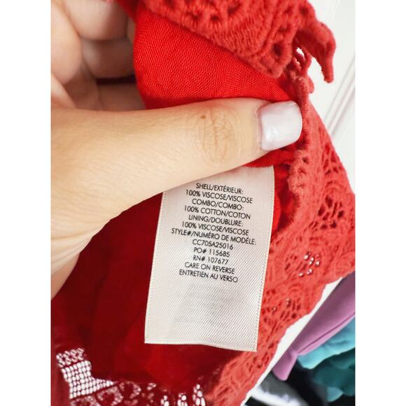 Alice + Olivia Revolve Danya Cami Tank Top XS Tassle Poppy Red Boho Bold Fall - Picture 9 of 11